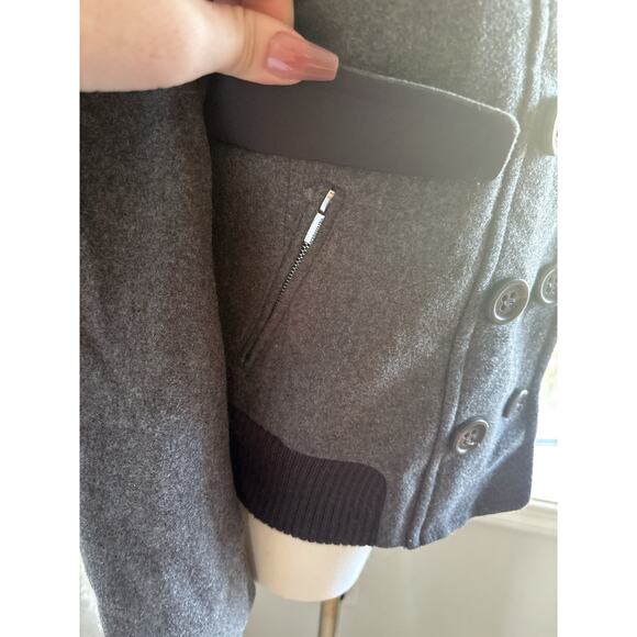 BCBGMaxAzria Gray Wool Blend Military Jacket Womens XS Double Breasted Fall Coat - Picture 4 of 10